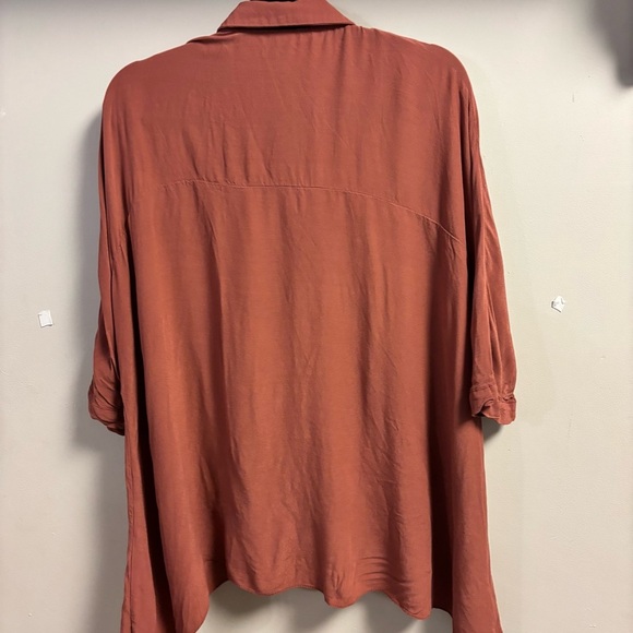 Zara Women's Rust Blouse with Black Bow - Picture 2 of 4